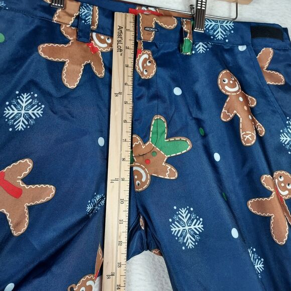 DEC 25th Gingerbread Men Christmas Pants Blue Holiday Novelty Trousers Men's L - Picture 5 of 7